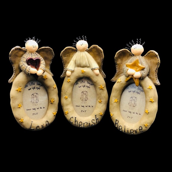 NEW Set of 3 Rare Honey And Me Lisa Liffick Inner Light Angel Frame Ornaments - Picture 1 of 6